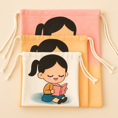 似顔絵 巾着袋